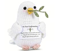 Regalos de confirmación para adolescentes y niños, relleno de cesta de Pascua, paloma de ganchillo hecha a mano, regalos de bautismo de primera comunión para adolescentes, amantes de los versículos de