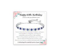 Regalos de cumpleaños 13, 16, 18, 21, 30, 40, 50, 60 para mujeres, niñas, mamá, mejor amiga, tarjeta de regalo de cumpleaños para su cumpleaños, pulsera de tenis ajustable única para hija, nieta