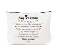 Regalos de cumpleaños 21/30/40/50/60/70 para ella, regalo de cumpleaños de Navidad para mujeres, hija, mejores amigas, mamá, abuela, tía, bolsa de maquillaje personalizada, Blanco 18