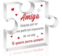 Regalos de cumpleaños de amigos españoles - Regalos para Amiga Acrílico Puzzle Placa de la mejor amistad Letrero acrílico para escritorio Te quiero para siempre Recuerdo Pisapapeles en español para