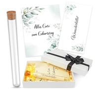 Regalos de cumpleaños en dinero, embalajes de regalos en dinero, incluido un tubo de ensayo de plástico con luces de papel, rafia, tarjeta de felicitación de feliz cumpleaños y caja de regalo