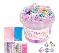 Regalos de cumpleaños infantiles Clear Verträumt Slime Unicornio, 10 onzas de limo rosa violeta con purpurina multicolor para niños y 12 sacos, juego de 12 sacos, temática de cuento de hadas, juguete