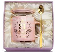 Regalos de cumpleaños número 21 para ella, regalos de cumpleaños número 21 para mujeres, regalo de cumpleaños número 21, taza de cerámica marmolada de 14 onzas, fabulosa taza dorada para hija, regalos