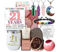 Regalos de cumpleaños número 21 para ella, regalos únicos de cristal de 21 años, decoraciones de cesta para mujeres, amigos, hermana menor, hijas, mejores amigas, nietas, juegos de baño, regalo para