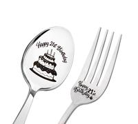 Regalos de cumpleaños número 21, tenedor y cuchara, regalos de cumpleaños 21 para hermana, hermano, regalos de cumpleaños de 21 años para hija, hijo, tenedor, cuchara, juego para mejor amigo, regalo