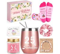 Regalos de cumpleaños número 25 para mujeres, regalos de cumpleaños para niña de 25 años, cesta de regalo para mejores amigas, hija, hermana, novia, compañera de trabajo, mejor amiga, cumpleaños,