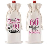 Regalos de cumpleaños número 40, 50, 60 y 70 para mujer, con texto en inglés "Queen Not A Day Over" (Reina no un día sobre una fabulosa botella), beige, 60th birthday gifts for women, Regalos de 60