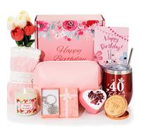 Regalos de cumpleaños número 40 para mujer, cesta de feliz cumpleaños 40 para ella, regalos de cumpleaños para mujeres que cumplen 40 años, caja única de regalo de 40 años, ideas de regalo para