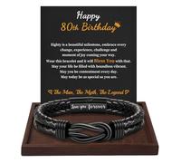 Regalos de cumpleaños para hombres, adolescentes y niños, pulsera de cuero con texto en inglés "Happy Birthday I Love You Forever" grabada para 21, 30, 40, 50, 60 cumpleaños, joyería de San Valentín