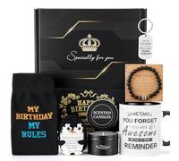 Regalos de cumpleaños para hombres, juego de ideas de cesta de regalo de cumpleaños para hombre, caja de regalo de agradecimiento con taza de cerámica, pulsera, máscara de ojos, vela para papá, hijo