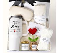 Regalos de cumpleaños para mamá: caja de regalo de lujo para cumpleaños con vela y vaso, cesta de regalo de feliz cumpleaños para mujeres, regalo perfecto de cumpleaños para mamá de hija o hijo