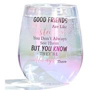 Regalos de cumpleaños para mejores amigas para mujeres, buenos amigos son como estrellas, copa de vino, regalos de amistad para mujeres, ideas de regalos para mejores amigas, hombres y mujeres, 450 ml