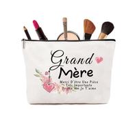 Regalos de cumpleaños para mujer, pequeño estuche de maquillaje con diseño simple y texto, regalo para la abuela, estuche de maquillaje elegante, blanco, Estuche de maquillaje de lona compacto