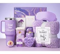 Regalos de cumpleaños para mujeres: cestas de regalo de spa, regalos del día de San Valentín para ella, paquete de cuidado personal con manta de franela de lujo para esposa, hermana, mejor amiga,
