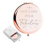 Regalos de cumpleaños para mujeres con texto en inglés "I Not a Day Over Fabulous", espejo compacto de oro rosa, regalos de cumpleaños para ella, regalos divertidos para mujeres, amigos, mamá o
