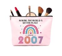 Regalos de cumpleaños para mujeres de 60, 50, 40, 30, 21, 18, 16, 13, regalo de cumpleaños, bolsas de cosméticos rosa arcoíris, regalo personalizado para mamá, 2007, 2007