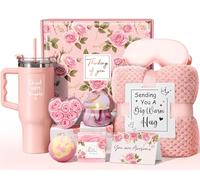 Regalos de cumpleaños para mujeres, regalos de autocuidado, regalos de recuperación pronto, regalos de spa relajantes, paquete de cuidado con manta de franela de lujo de 40 onzas, idea de regalo de