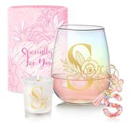 Regalos de cumpleaños personalizados para mujeres, copas de vino sin tallo con monograma, regalos únicos de amistad, regalo de Navidad con elefante blanco para mujeres, mamá, hermana, esposa, dama de
