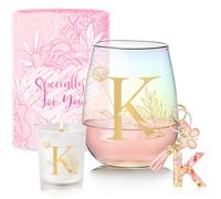 Regalos de cumpleaños personalizados para mujeres, copas de vino sin tallo con monograma, regalos únicos de amistad, regalo de Navidad con elefante blanco para mujeres, mamá, hermana, esposa, dama de