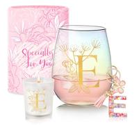 Regalos de cumpleaños personalizados para mujeres, copas de vino sin tallo con monograma, regalos únicos de amistad, regalo de Navidad con elefante blanco para mujeres, mamá, hermana, esposa, dama de