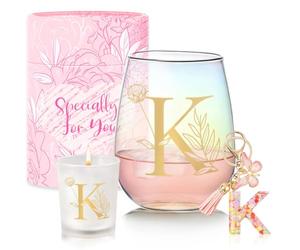 Regalos de cumpleaños personalizados para mujeres, copas de vino sin tallo con monograma, regalos únicos de amistad, regalo de Navidad con elefante blanco para mujeres, mamá, hermana, esposa, dama de