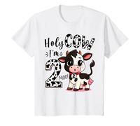 Regalos de fiesta de cumpleaños para niños de 2 años de edad con texto en inglés "Holy Cow I'm Two Camiseta