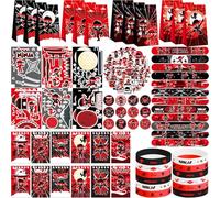 Regalos de fiesta ninja, suministros de decoración de fiesta de cumpleaños ninja para tu pequeño guerrero ninja, incluyendo cuaderno, bolsas de regalo, pulseras de palmada, pulseras de goma,