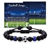 Regalos de fútbol para niños 5 6 7 8 9 10 11 12 13 14 años, pulsera de fútbol para niños, regalos para comunión, confirmación, consagración juvenil, escolarización, Pascua, Navidad, Piedra