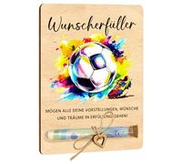 Regalos de fútbol para niños - Madera, regalo de dinero | hucha de fútbol | regalos de dinero para cumpleaños y consagración de la juventud | Artículos para aficionados al fútbol | Embalaje de regalos