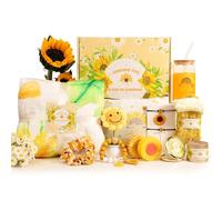 Regalos de girasol para mujeres, cestas de regalo Get Well Soon, paquete de cuidado personal, juego de baño de spa, cestas de cumpleaños, regalos para sus mejores amigas, regalos para el día de la
