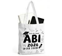 Regalos de graduación 2026, divertida bolsa de algodón con texto "Weil ich's kann! ABI 2026 in der Tasche", regalo de graduación 2026 niña niño, regalos de graduación de padres, abuelos y amigos