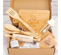 Regalos de inauguración de la casa, cesta de regalos de inauguración de la casa para parejas, regalos de inauguración de la casa, ideas de regalo esenciales para el hogar, posavasos para tabla de