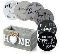 Regalos de inauguración de la casa para decoración del hogar, Posavasos de Madera con corazón para Bebidas, Juego de 6 Posavasos de Granja con Soporte, Divertidos para la protección de la Mesa de
