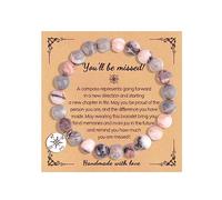 Regalos de jubilación para mujeres, compañeros de trabajo, despedida, amistad, cuentas de piedra natural, brújula, pulseras inspiradoras para hombres, joyería delicada, Papel, No es una piedra