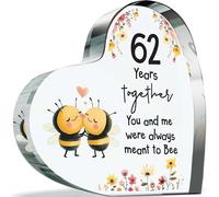 Regalos de la peste del 62º aniversario para marido y esposa, destinado a abeja, regalo de feliz aniversario de boda 62 para pareja, recuerdo de corazón acrílico de 100 mm para sesenta y segundos
