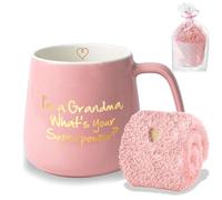 Regalos de la taza de café del día de las madres - Soy una abuela, cuál es tu superpoder Taza de té de cerámica - Regalos de cumpleaños para madres y abuela rosa 350ml 12oz (abuela)