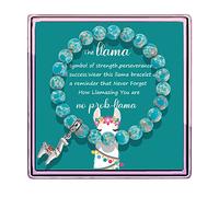 Regalos de llama para mujer, pulsera sin llama, cuentas de ágata morada, regalo de cumpleaños de llama, regalos de alpaca para amantes de las llamas, talla única, Piedra, No es una piedra preciosa