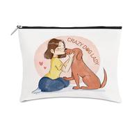 Regalos de mamá de perros para amantes de los perros, regalos para mujeres, amantes de los perros, regalo de cumpleaños con texto en inglés "Just A Girl Who Loves Dogs", bolsa de maquillaje, bolsas de