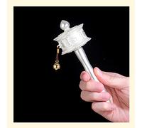 Regalos de meditación, budismo para principiantes Rueda de oración de mano Rueda de oración budista Rueda de cobre hecha a mano tibetana Mantra curativo Altar Religión budista deco