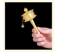 Regalos de meditación, budismo para principiantes Rueda de oración de mano Rueda de oración budista Rueda de cobre hecha a mano tibetana Altar de mantra curativo Religión budista d