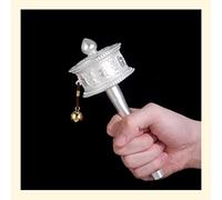 Regalos de meditación, budismo para principiantes Rueda de oración de mano Rueda de oración budista Rueda de cobre hecha a mano tibetana Altar de mantra curativo Religión budista d