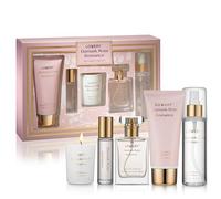 Regalos de Navidad para mujeres, regalos de cumpleaños para mamá, regalos de cuidado personal para mujeres, kit romántico de spa de rosa de damasco con vela de soja, perfume de palo, loción