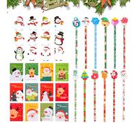 Regalos de Navidad para niños, 12 mini cuadernos, bloc de notas navideño+12 lápices de borrar de Navidad+12 notas adhesivas, notas adhesivas, tatuajes de Navidad, regalo para la oficina escolar, papel