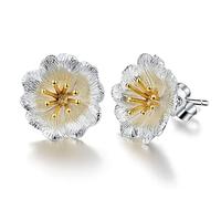 ✦ Regalos de Navidad ✦Springlight Pendientes de Plata 925 Pendientes Pendientes Rosa Salvaje Flor Pendientes Pendientes Hechos a Mano Joyería Mujer Regalos para Mujeres Regalos Niñas, Plata de ley