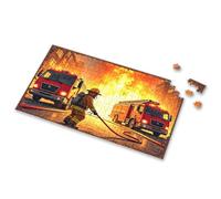 Regalos de Pascua para adultos, bomberos, batalla en escena urbana de emergencia, rompecabezas de imágenes de Pascua para adultos, rompecabezas de 500 piezas (300 piezas)