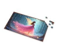Regalos de Pascua para adultos, hada del bosque encantado en vestido rosa con alas brillantes, rompecabezas de imágenes de Pascua para adultos, rompecabezas de 500 piezas (300 piezas)