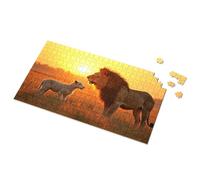 Regalos de Pascua para niños pequeños Encuentro del atardecer: León y cordero en armonía, rompecabezas para niños pequeños, rompecabezas de 300 piezas para adultos (500 piezas)