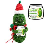 Regalos de pepinillos de apoyo de Navidad, muñecas de ganchillo positivas y lindas para profesores, pepinillo inspirador con tarjeta de aliento, regalos de agradecimiento para profesores, mujer-A04