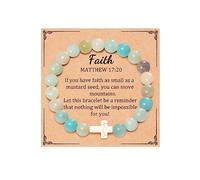 Regalos de primera comunión Pulsera de cruz de fe Regalos cristianos para mujeres Cristal curativo Pulsera de cruz de piedra natural Regalos de confirmación Joyería religiosa Regalos para mujeres