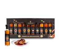 Regalos de salsa picante para hombres 2023 - Juegos de salsa picante gourmet para amantes de los chiles, comida para adultos, regalos veganos para él, botellas de vidrio de 10 x 50 ml